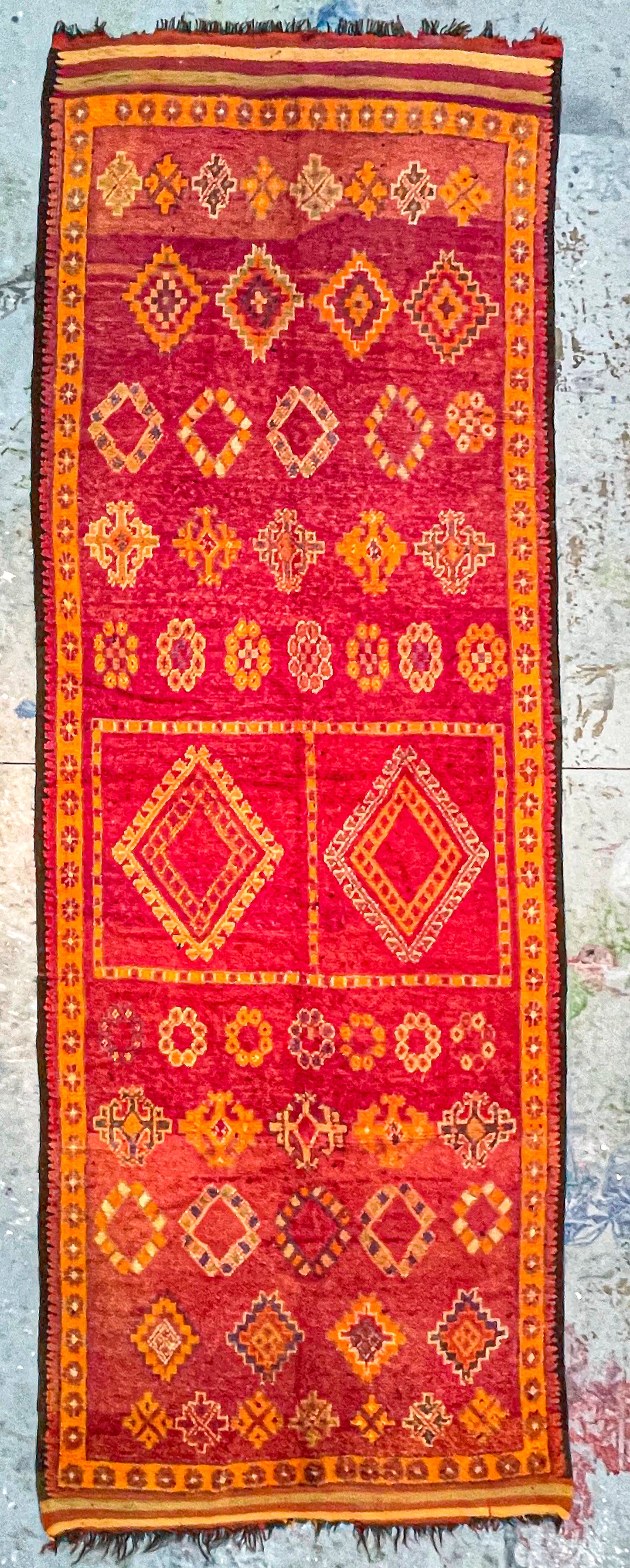 6' x 16' Vintage Carpet with beautiful Orange details from the Imlil Valley 